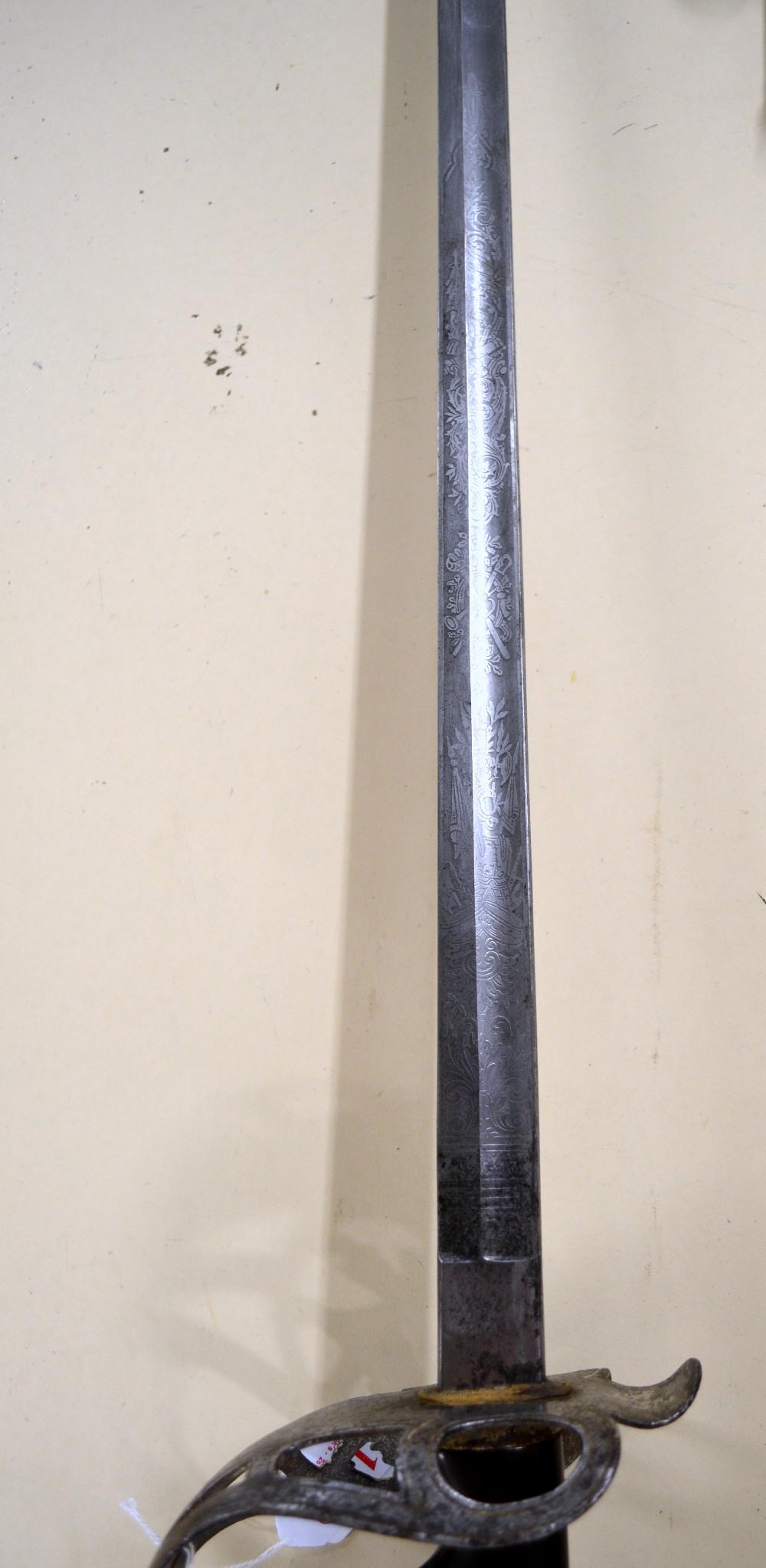 Prussian officer`s sword, 1889 pattern with single edged straight blade, in steel scabbard, - Image 9 of 16