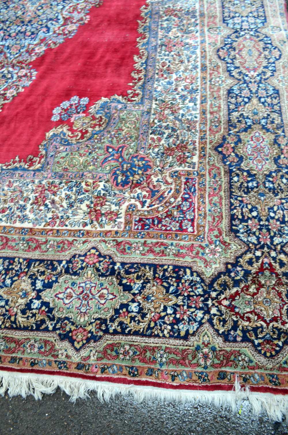 Persian blue ground carpet multiple borders the centre decorated with repeating foliate forms 14` 3" - Image 6 of 7