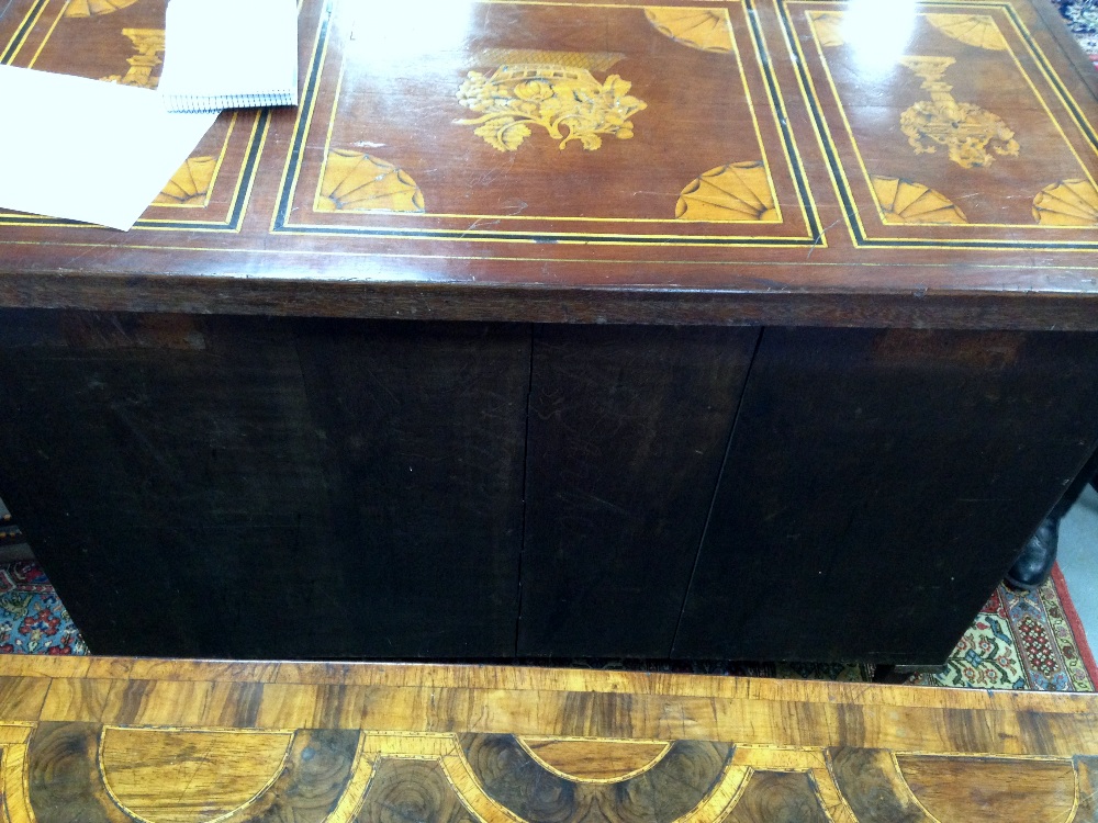 19th century mahogany and marquetry inlaid Dutch sideboard decorated with vases and flowers two - Image 4 of 11