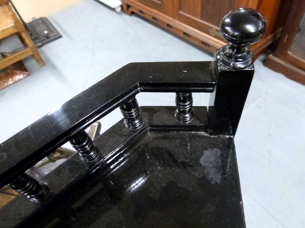 Ebonised corner cupboard in the manner of E. W. Godwin with gilt decorated panels depicting birds - Image 3 of 7