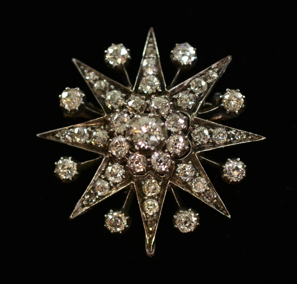 Victorian star pendant diamond set pendant brooch total diamond weight estimated at 1.35 carat  26mm