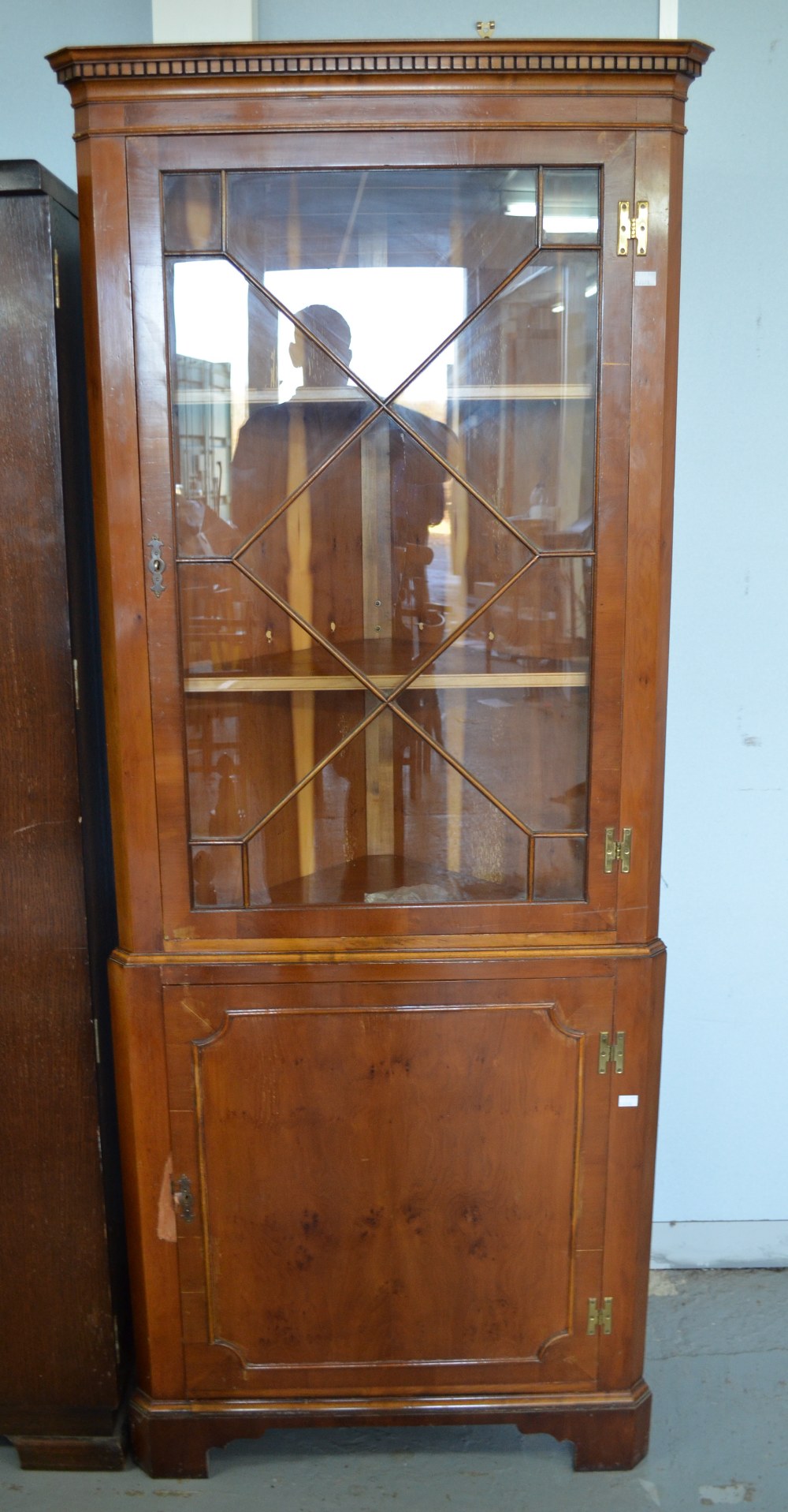 Yew wood corner cabinet