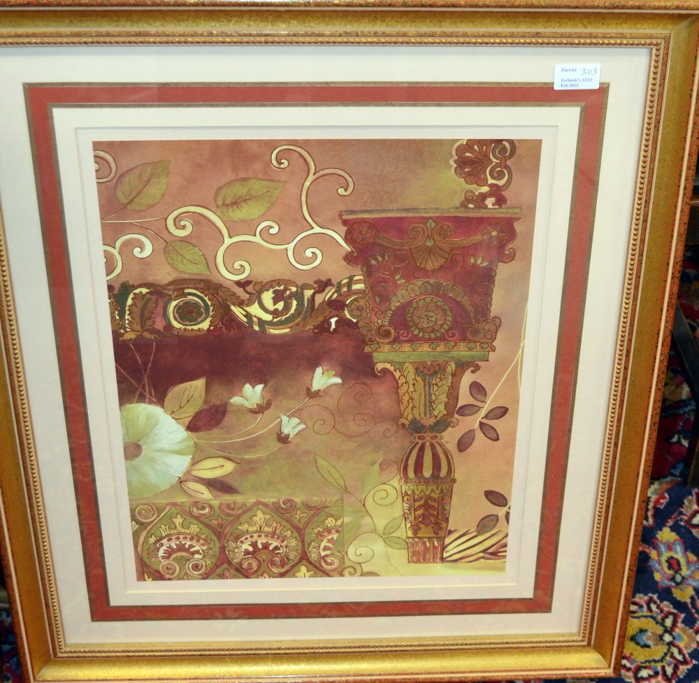 Eight floral prints in gilt frames,