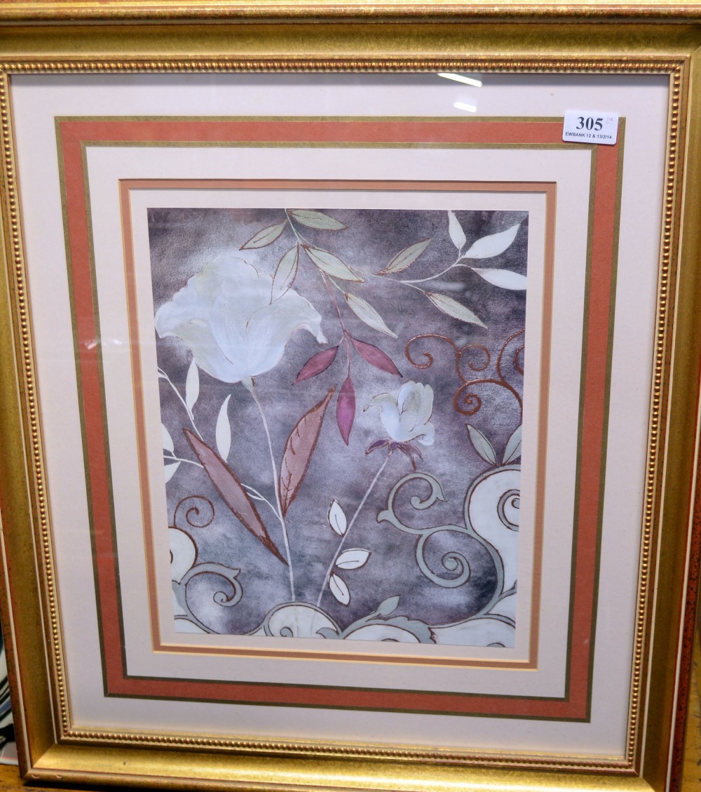 Twelve floral prints in gilt frames,
