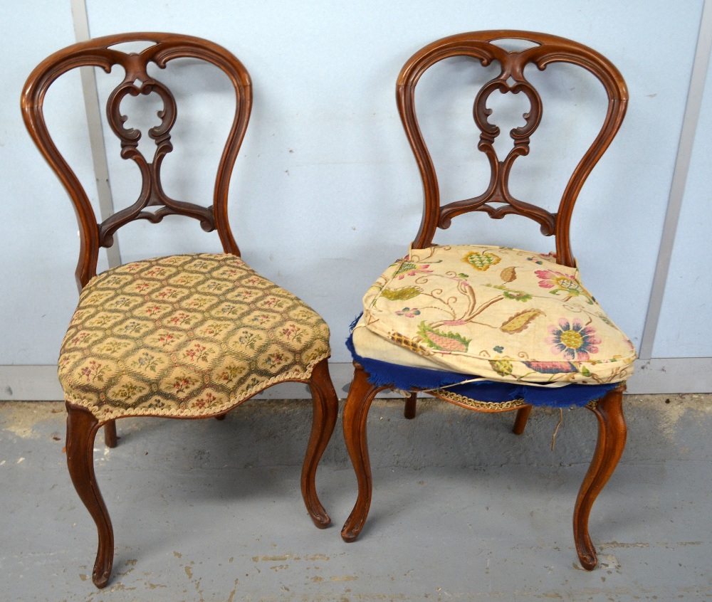 Set of six Victorian balloon back dining chairs