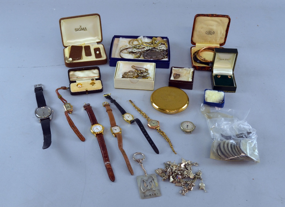 collection of costume jewellery including 1930`s paste set bracelet, Victorian bangles, later