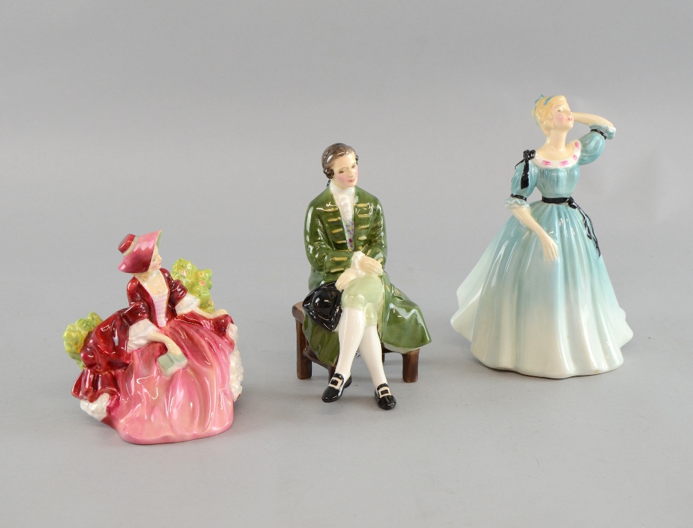 Three Doulton figurines - Celeste HN2237, Lydia HN1908 and a Gentleman from Williamsbury HN2227
