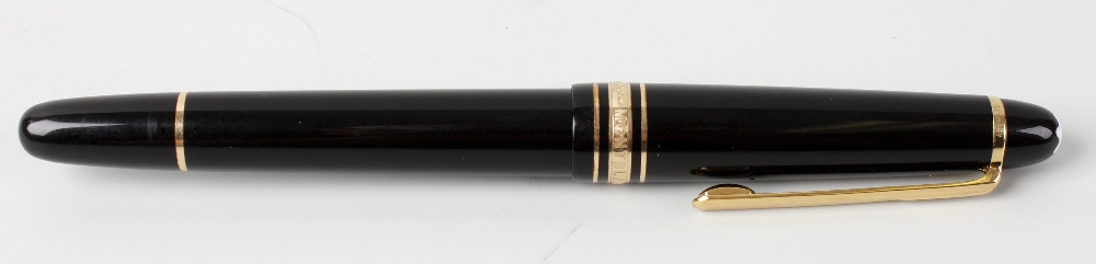 A Mont Blanc Meisterstuck Pix fountain pen, with 14k `4810` nib, black resin body with gold