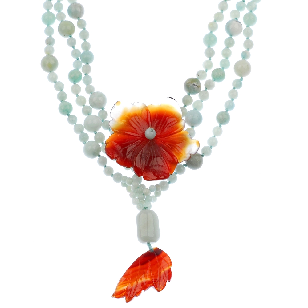 A quantity of freshwater cultured pearl and gem-stone necklaces and bracelets, to include an agate