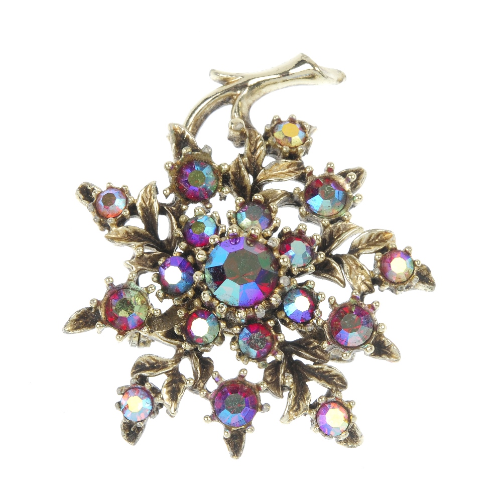 A selection of costume jewellery, to include a paste foliate cluster brooch, a Dupont lighter,