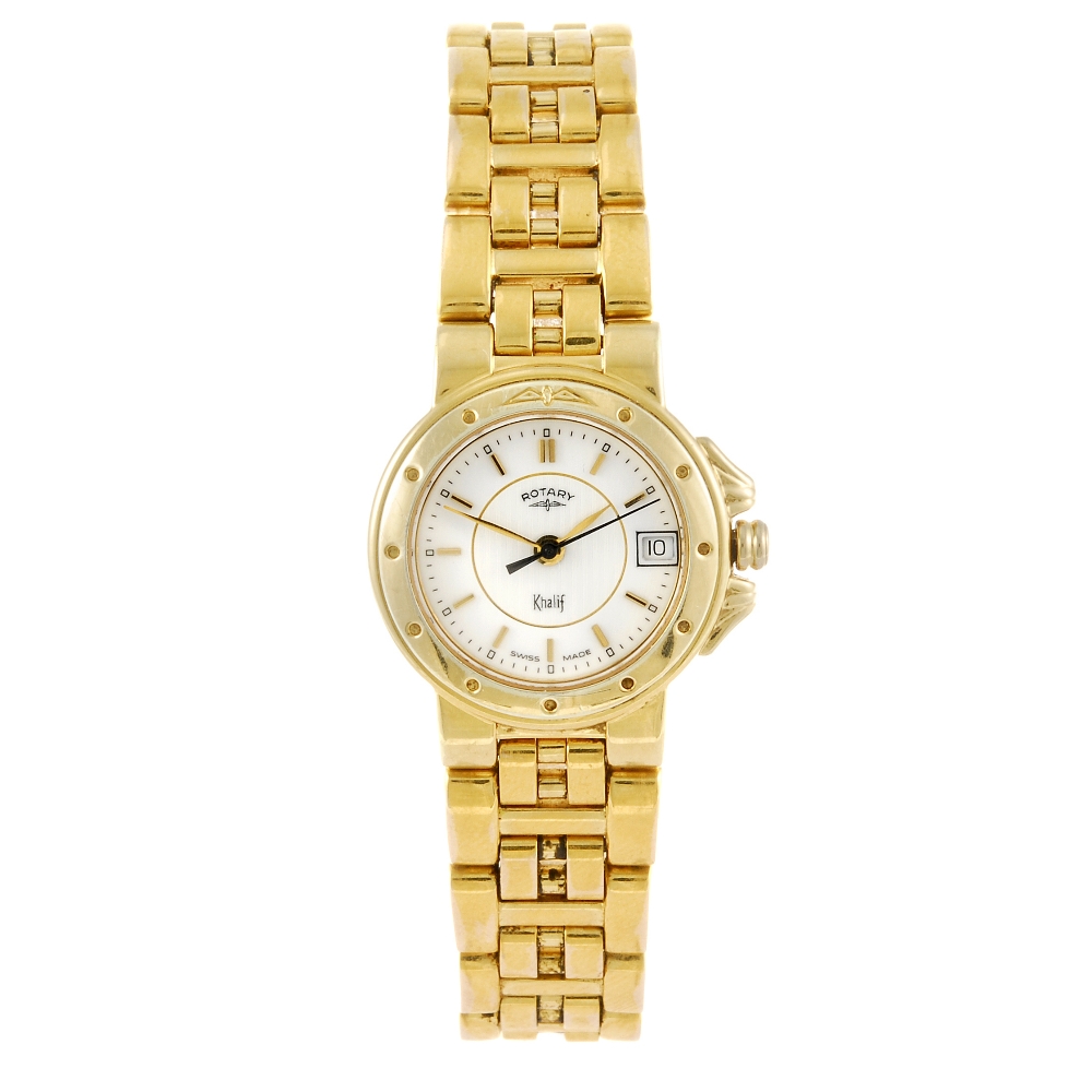 ROTARY - a lady`s Khalif bracelet watch. Reference 4625. Quartz movement. White dial with gilt