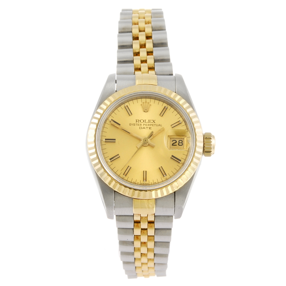 ROLEX - a lady`s Oyster Perpetual Date bracelet watch. Circa 1984. Reference 69173, serial 8419485.