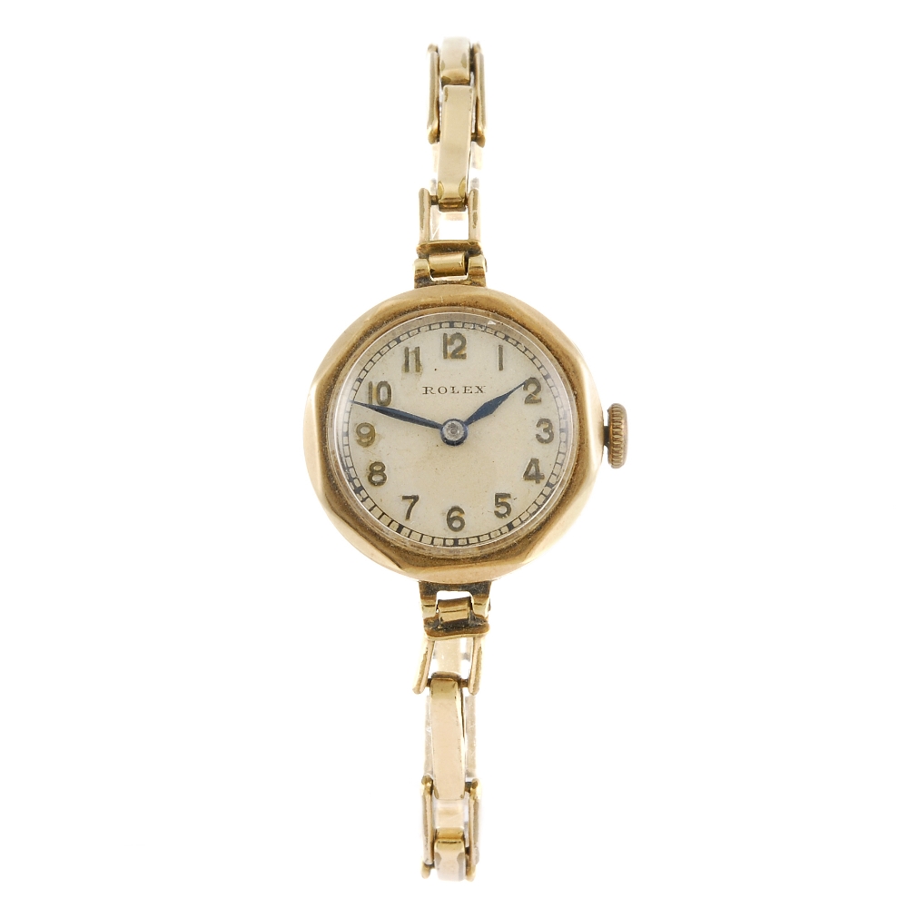 ROLEX - a lady`s bracelet watch. Import hallmarked Glasgow 1937.  Signed manual wind movement.