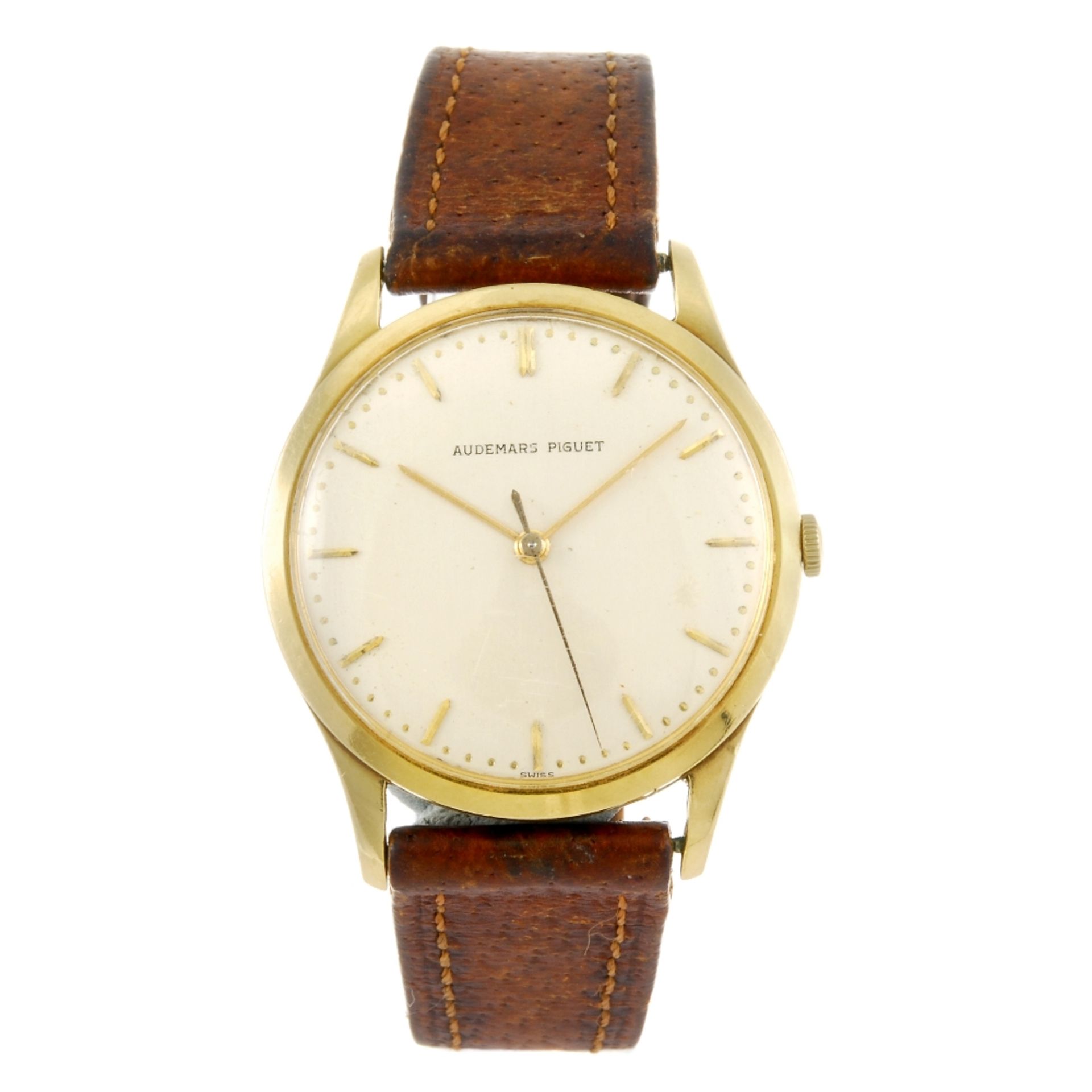 AUDEMARS PIGUET - a gentleman`s wrist watch. Stamped 18K 0.750 with poincon, numbered 14139. Signed