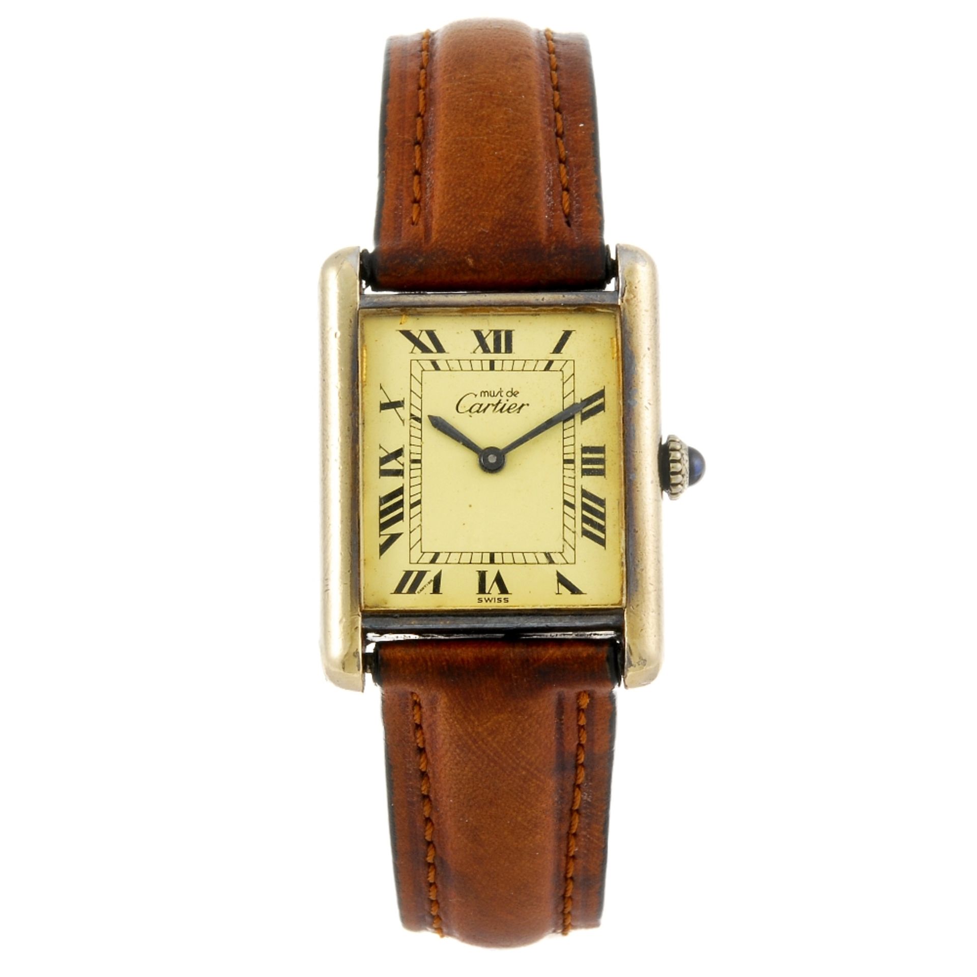 CARTIER - a Must de Cartier Tank wrist watch. Number 6 064323. Signed manual wind movement.