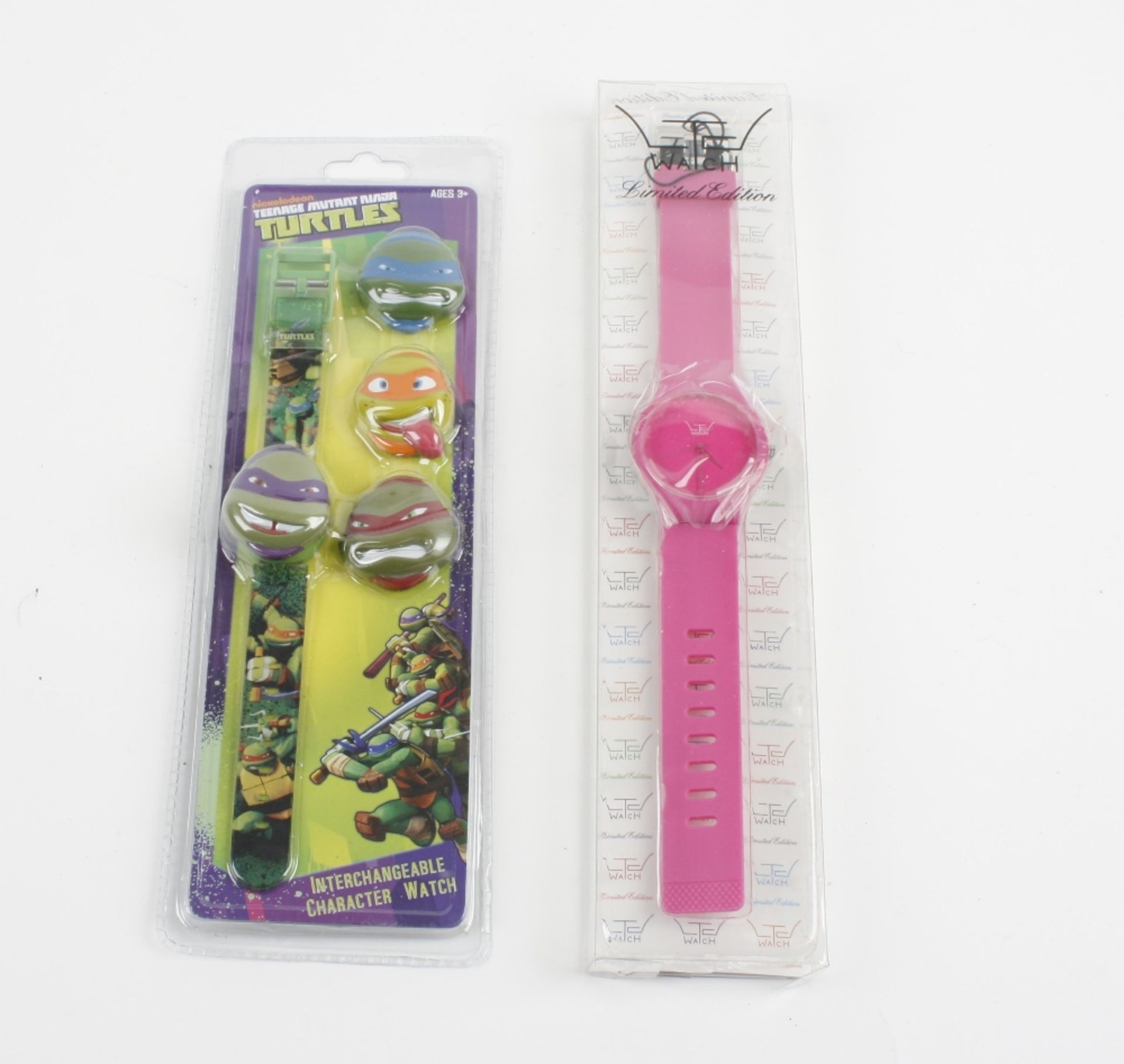 A box of various boxed watches to include examples by LTD Watches and cartoon related items