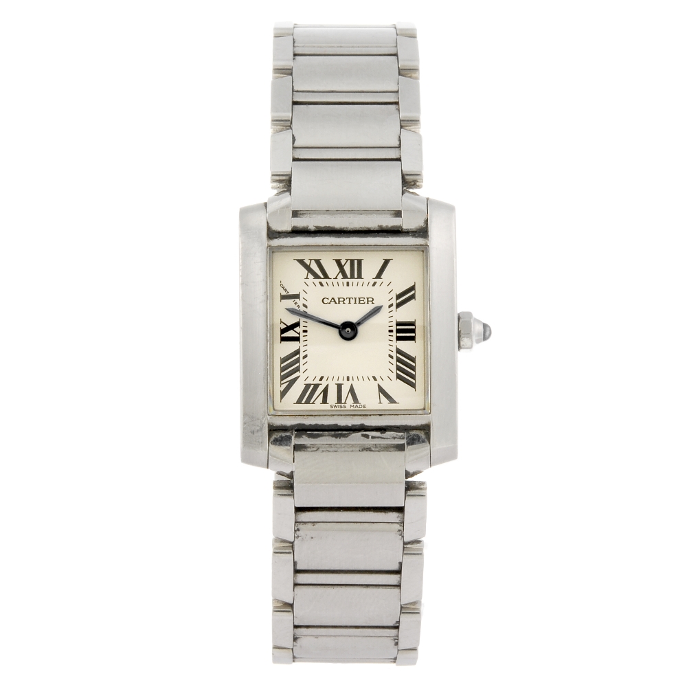 CARTIER - a Tank Francaise bracelet watch. Reference 2384, serial 590689MX. Signed quartz calibre