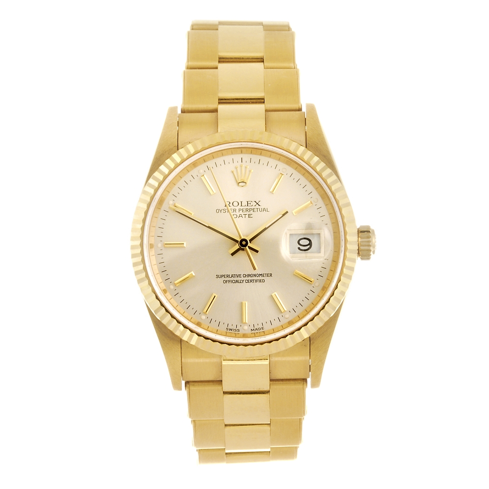 ROLEX - a gentleman`s Oyster Perpetual Date bracelet watch. Circa 2006. Reference 15238, serial
