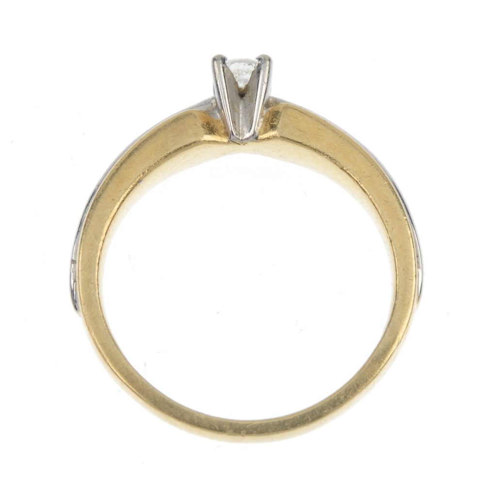 An 18ct gold diamond single-stone ring. Of bi-colour design, the brilliant-cut diamond, to the - Image 4 of 4