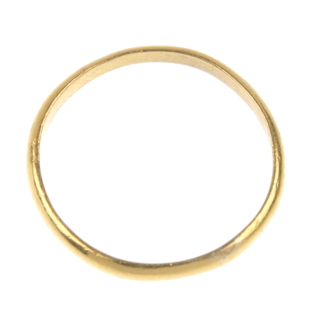 A 1950s 22ct gold D-shape band ring. Hallmarks for Birmingham, 1956. Approximate width 2.8 to 2. - Image 3 of 3