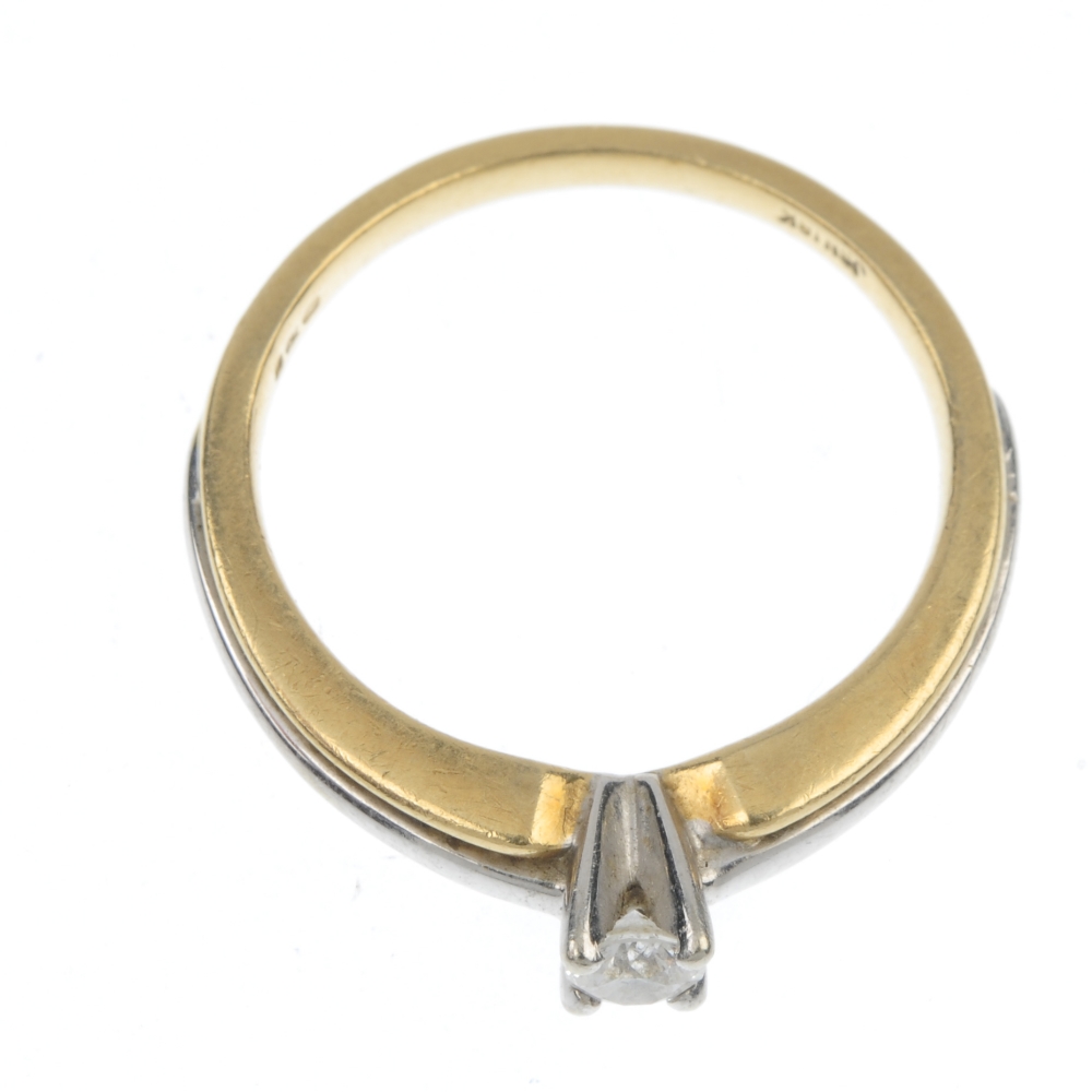 An 18ct gold diamond single-stone ring. Of bi-colour design, the brilliant-cut diamond, to the - Image 2 of 4