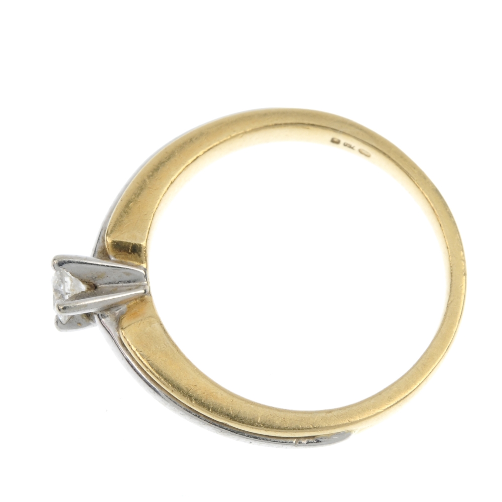 An 18ct gold diamond single-stone ring. Of bi-colour design, the brilliant-cut diamond, to the - Image 3 of 4