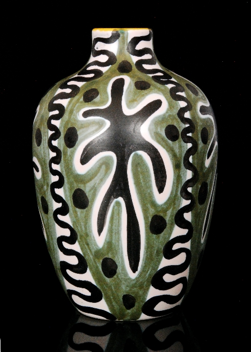 Soholm - A Swedish studio pottery vase of high shouldered form with a collar neck, the whole