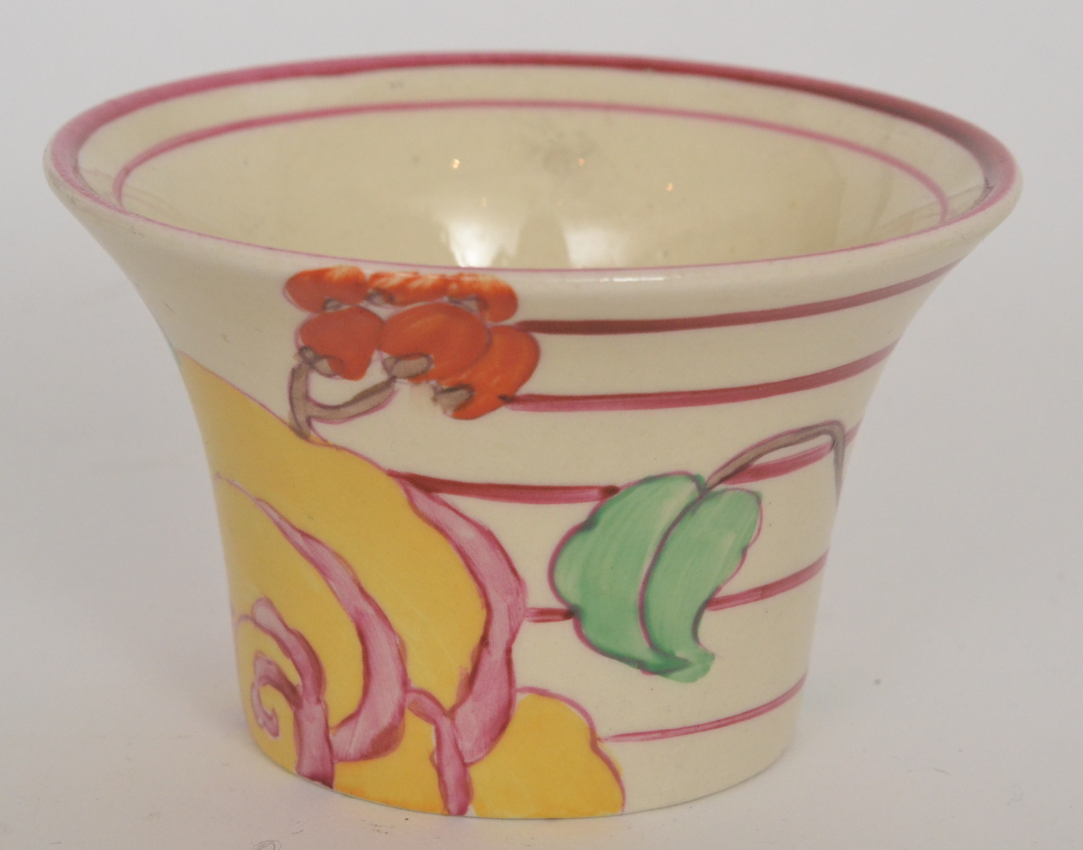 Clarice Cliff - Amberose - A Daffodil shape sugar bowl circa 1933 hand painted with stylised