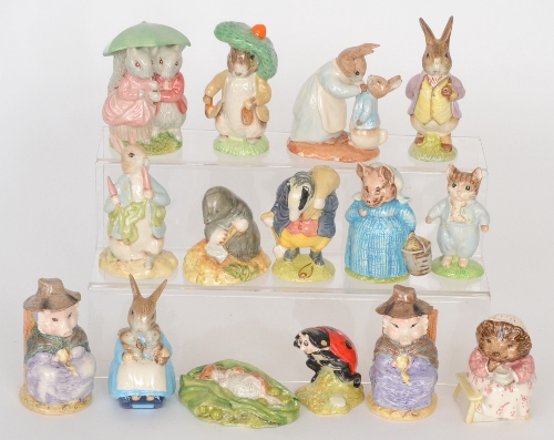 Fifteen assorted Beswick Beatrix Potter figurines comprising Goody and Timmy Tiptoes, Timmy Willie