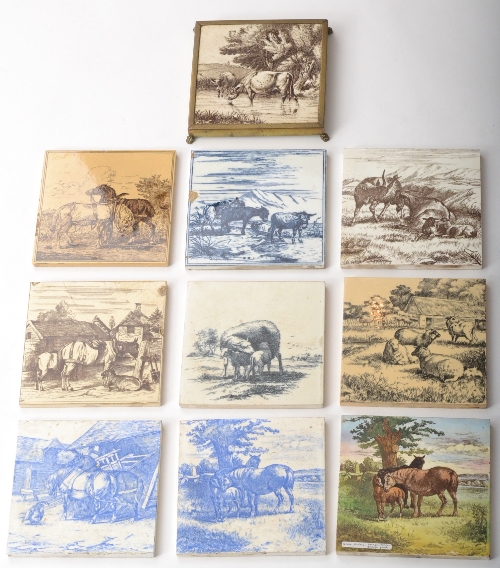 A set of ten William Wise for Mintons assorted 6 inch dust pressed tiles each depicting various