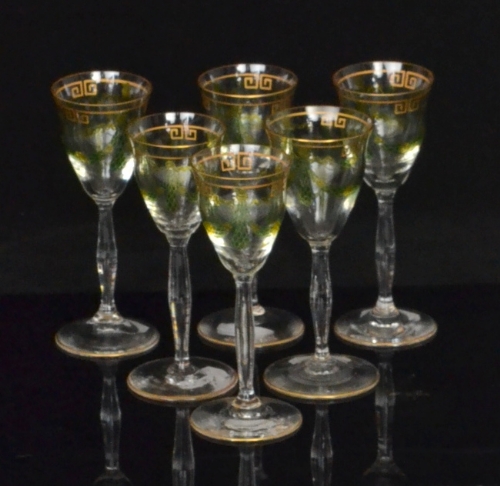 Unknown - Continental - A set of six early 20th Century liqueur glasses with a circular spread