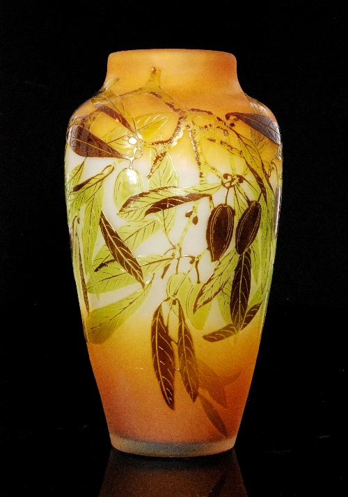 Emille Galle - A large late 19th to early 20th Century cameo glass vase of shouldered ovoid form