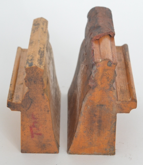 A pair of original Whitefriars Glass wooden models used to create plaster moulds for millefiori