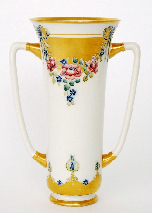 A William Moorcroft for James Macintyre & Co 18th Century pattern large twin handled footed vase of