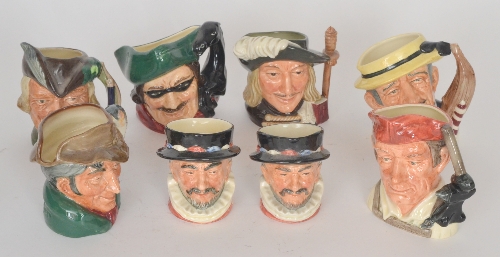 Eight assorted Royal Doulton character jugs comprising Dick Turpin D6535, Character Jug from