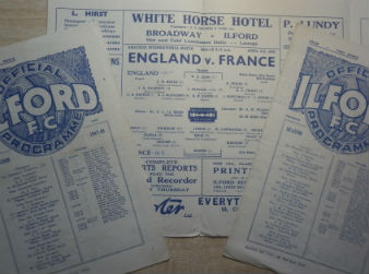 England Amateur Football Programmes: All played at Ilford FC 1948 v Luxembourg, France and The