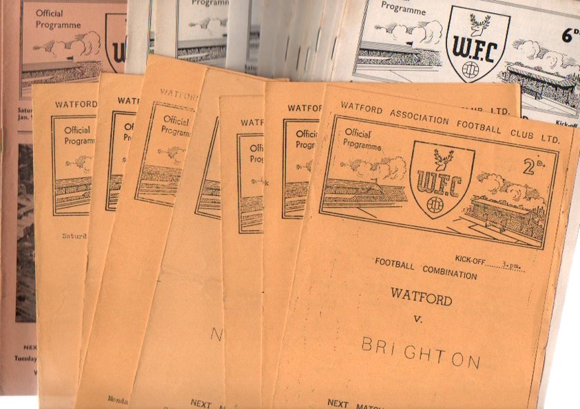 Watford FC Football Programmes: Home issues 1958/9-1960/1 to includes 4 page combination issues (