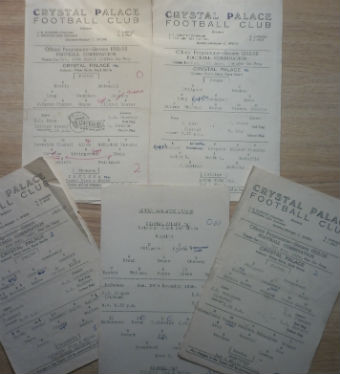 1950s Crystal Palace Football Programmes: Reserves v Chelsea Reserves, v Luton Town Reserves & v