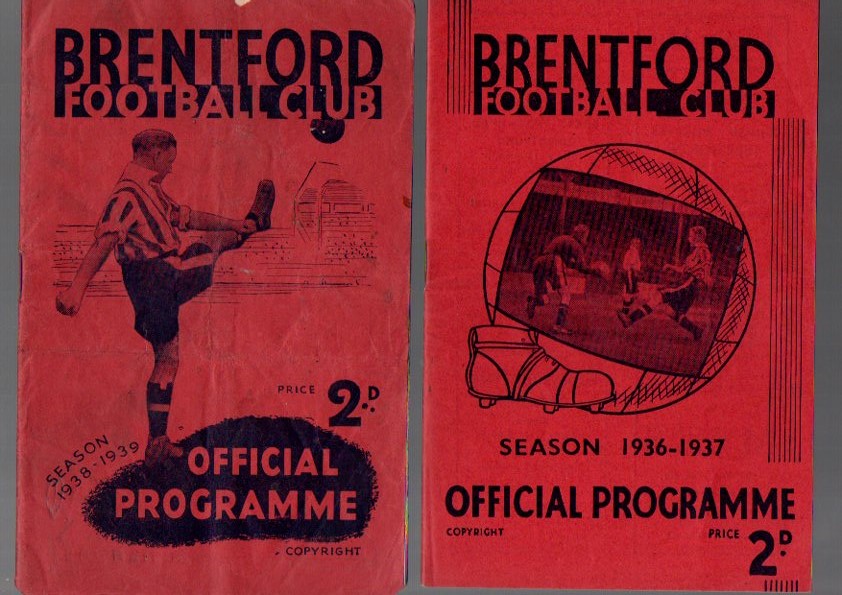 Brentford FC Football Programmes: Home issues versus Chelsea 36/7 and Portsmouth 38/9 (2)  Fair-