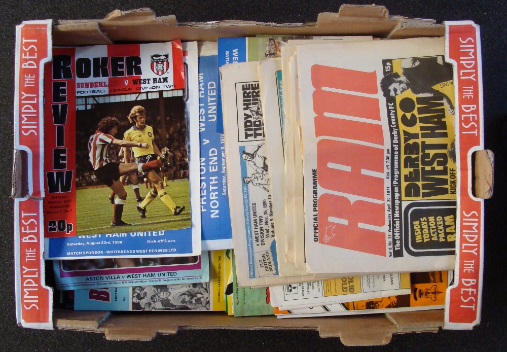 West Ham United Football Programmes: Large box of over 230 home and away programmes, mainly modern