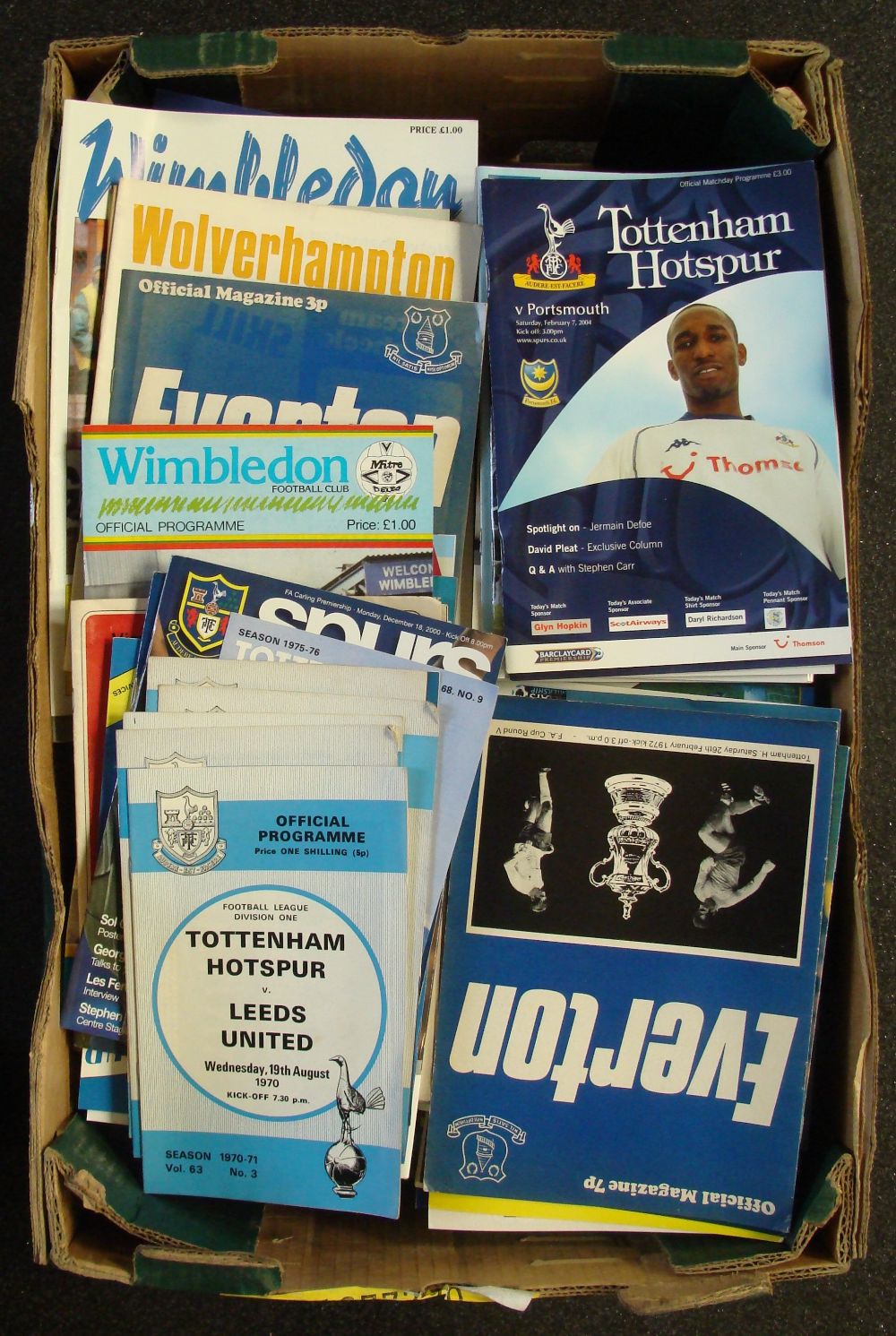 Tottenham Hotspur Football Programmes: A box of over 200 home and away programmes, mainly modern but