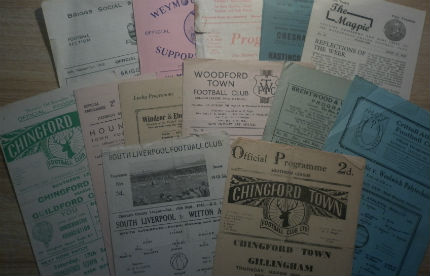 1940s Amateur Football Programmes: Including Chingford Town v Gillingham 1948/9 & South Liverpool