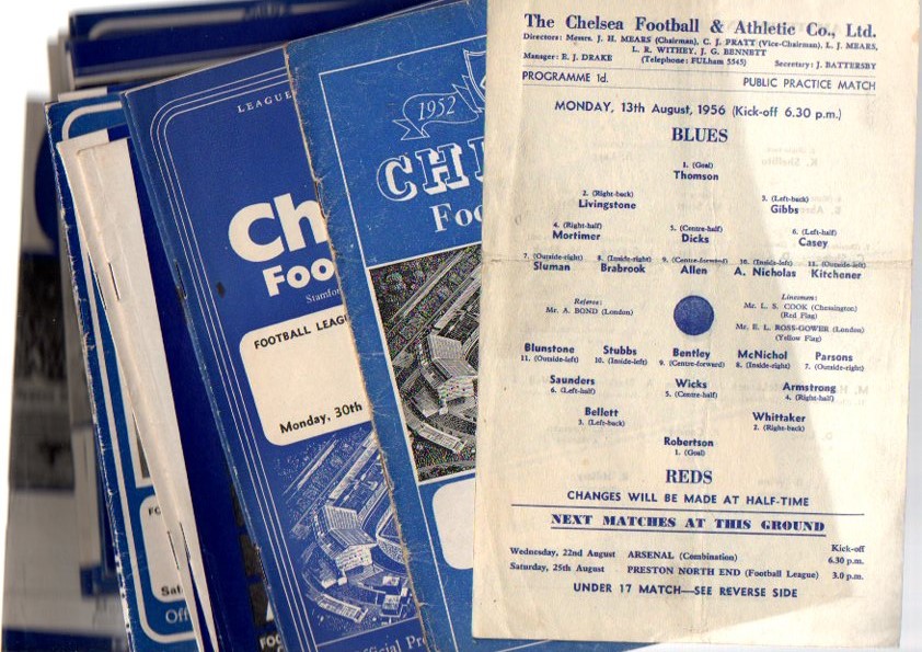 Chelsea FC Football Programmes: 1950s / 1960s Home selection to include single sheet Practice