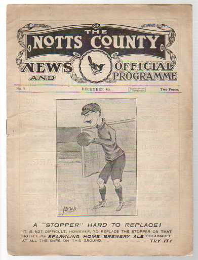Notts County Football Programme: Home issue versus Leeds United dated December 4th 1920, Very good