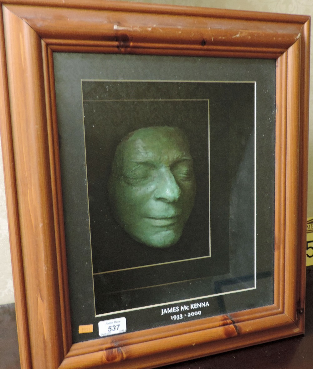 Benedict Byrne, Sculptor

Bronze: "James Mc Kenna Death Mask," in a glass case, 51cms x 46cms (20"