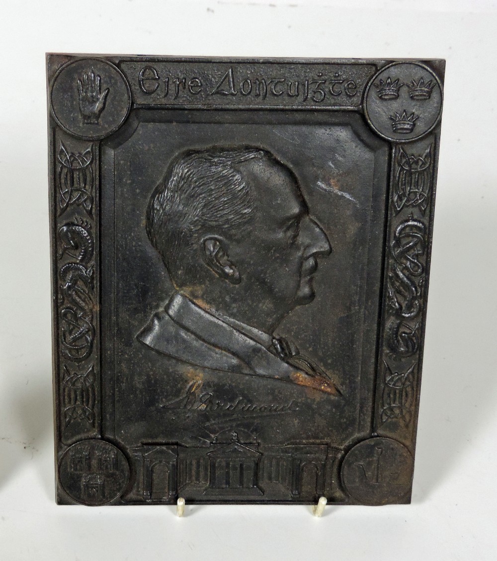 Redmond (J.E.) A fine cast metal Plaque, "The Head of J.E. Redmond, - Eire Aontuighthe,"