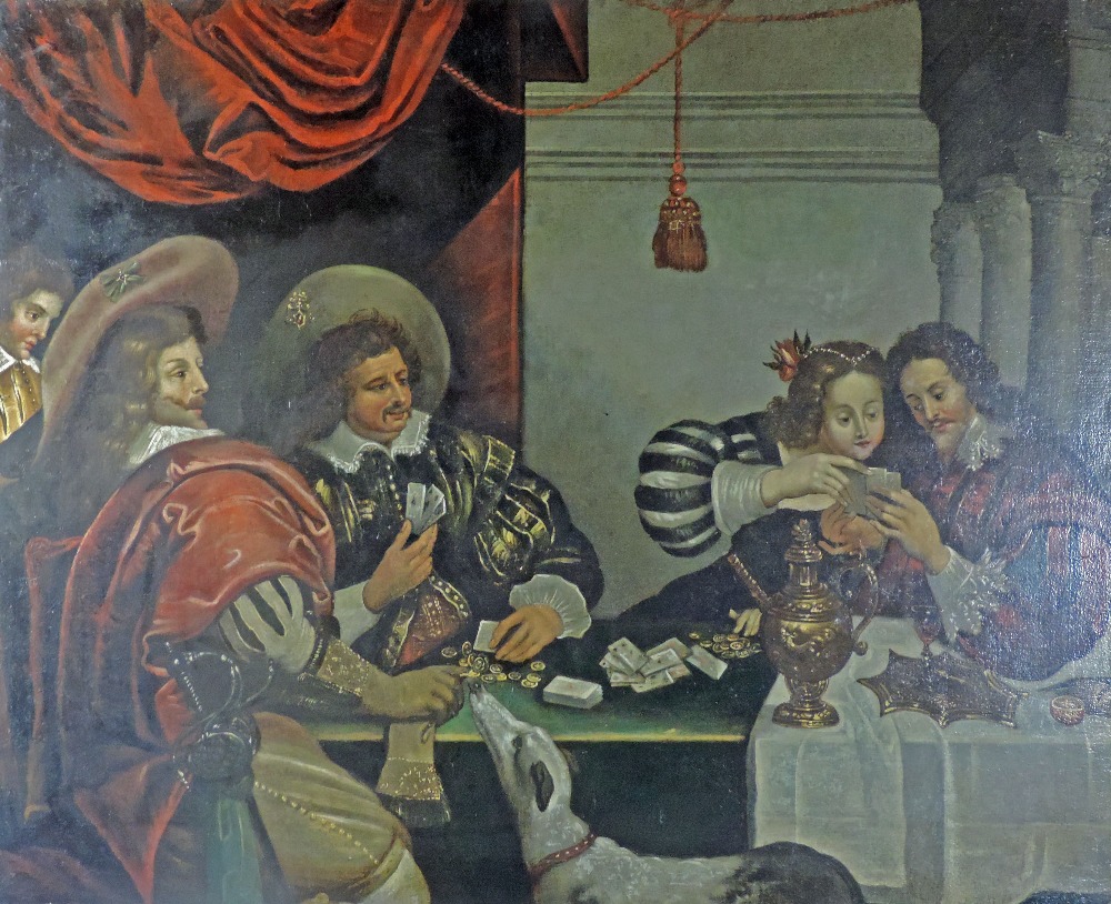 After Cornelius de Vos, Flemish School

"Cavaliers playing Cards," a fine interior scene with