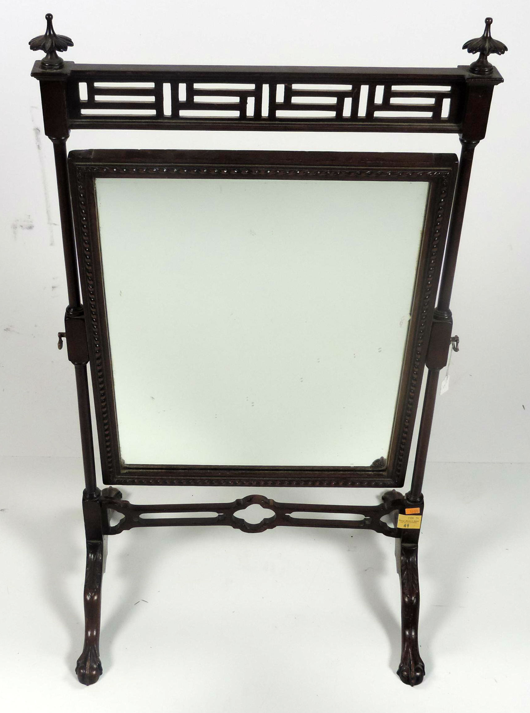 An attractive carved and pierced mahogany swing frame Dressing Table Mirror, in the Chinese taste,