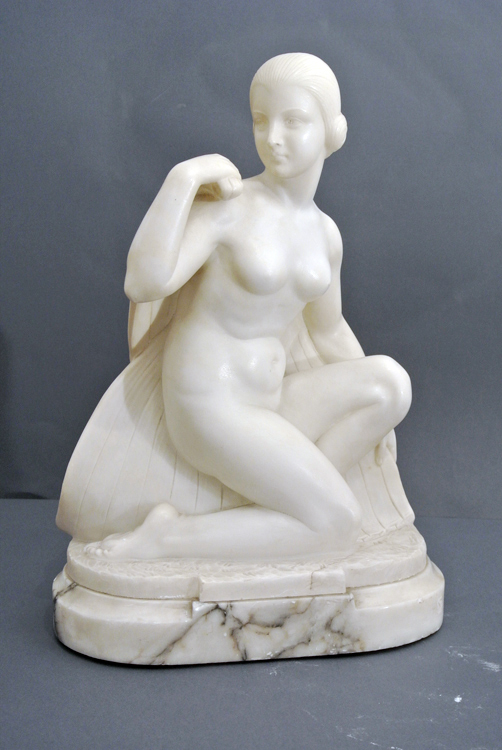 Guglielmo Pugi (Florence 19th century) A white Carrara marble sculpture depicting `female figure`