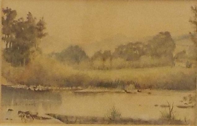By John Arthur Evans (1854-1936) - `Brecon on the Usk with Beacons in the Distance`, signed,